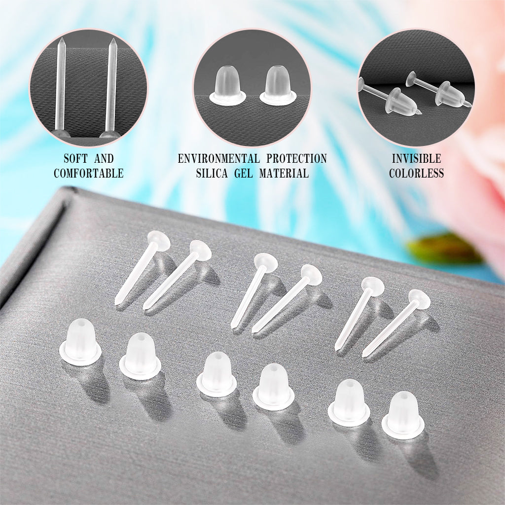 MAYCREATE 100Pcs Clear Earrings for Sports, Plastic Earrings for Women Kids, with Earbacks, Ear Piercings Retainers, Invisible Stud Earrings and Soft Rubber Earring Backs Kit for Sensitive Ears MAYCREATE 100Pcs Clear Earrings for Sports, Plastic Earrings for Women Kids, with Earbacks, Ear Piercings Retainers, Invisible Stud Earrings and Soft Rubber Earring Backs Kit for Sensitive Ears